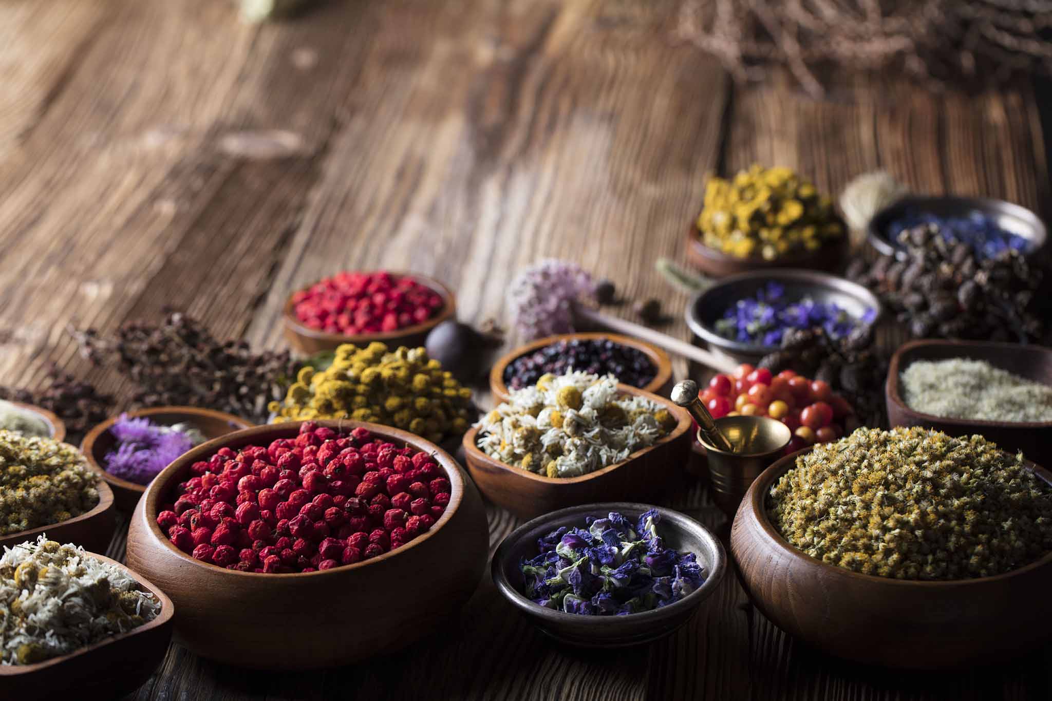 Herbal Medicines On Wood